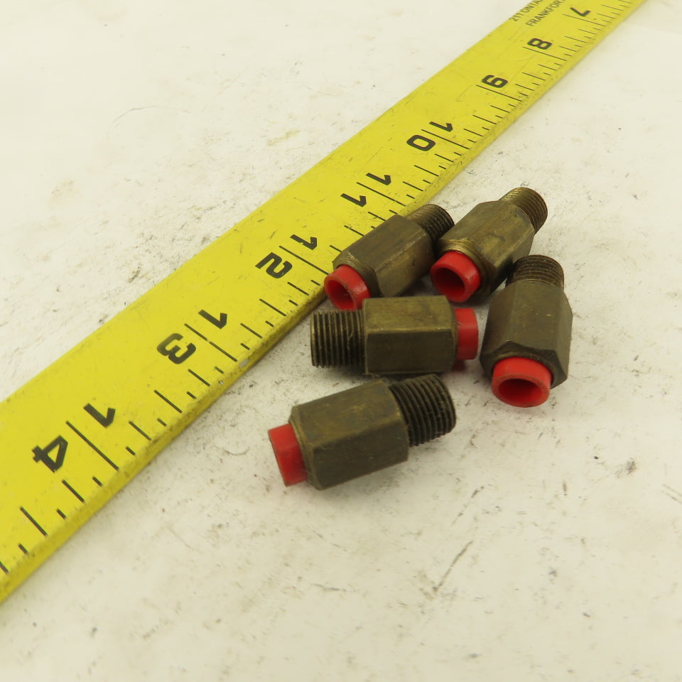 1/8" NPT x 1/4" Nylon Push To Connect Brass Straight Connector Lot Of 5