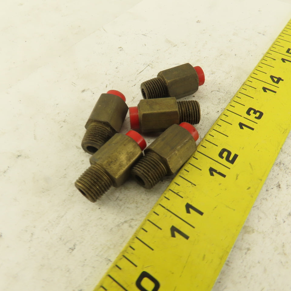 1/8" NPT x 1/4" Nylon Push To Connect Brass Straight Connector Lot Of 5