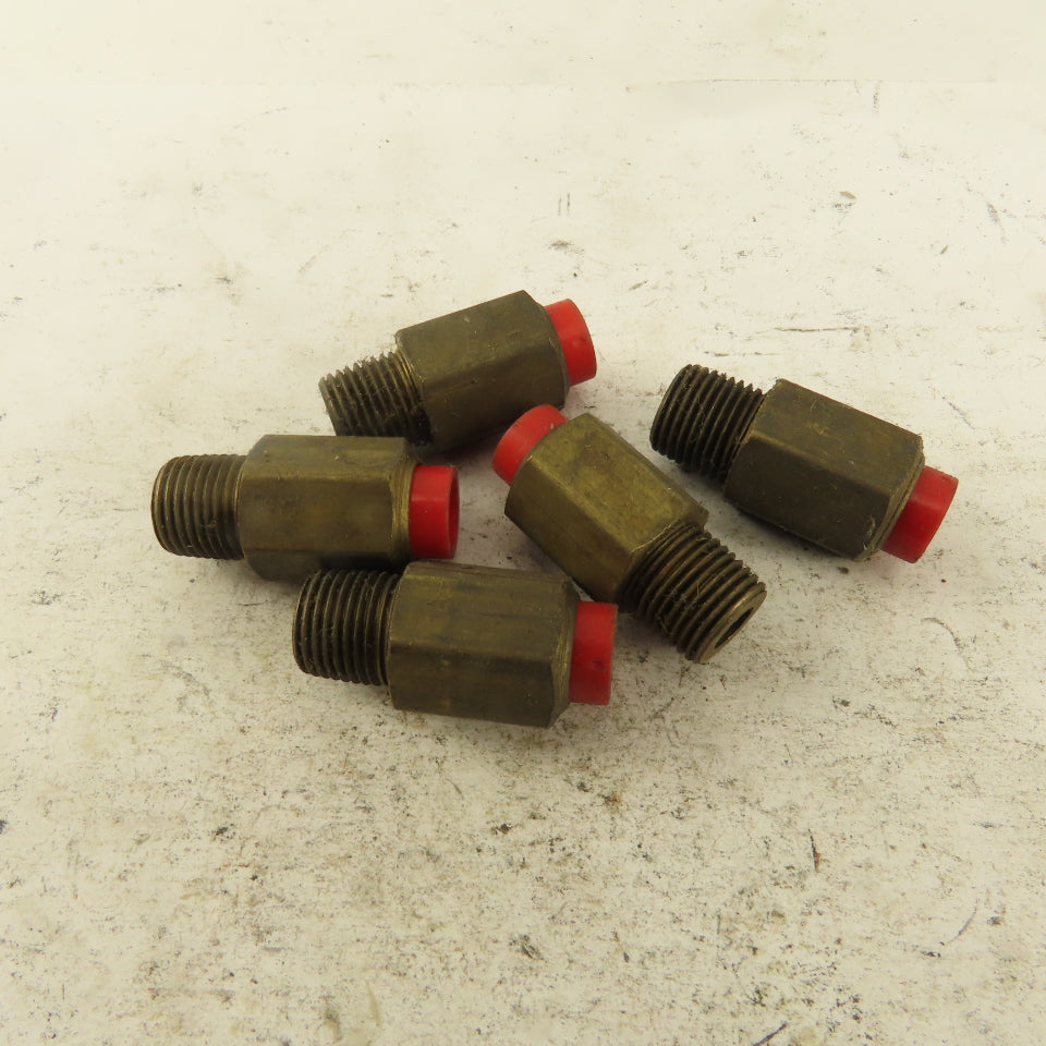 1/8" NPT x 1/4" Nylon Push To Connect Brass Straight Connector Lot Of 5
