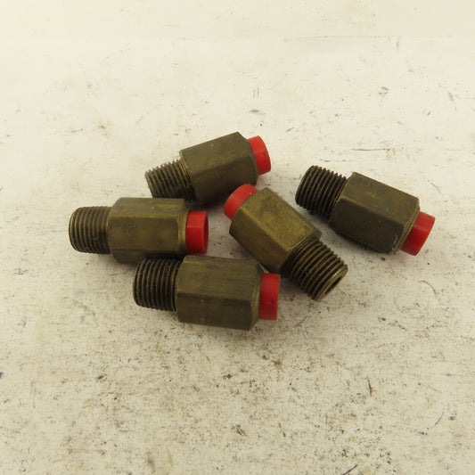 1/8" NPT x 1/4" Nylon Push To Connect Brass Straight Connector Lot Of 5