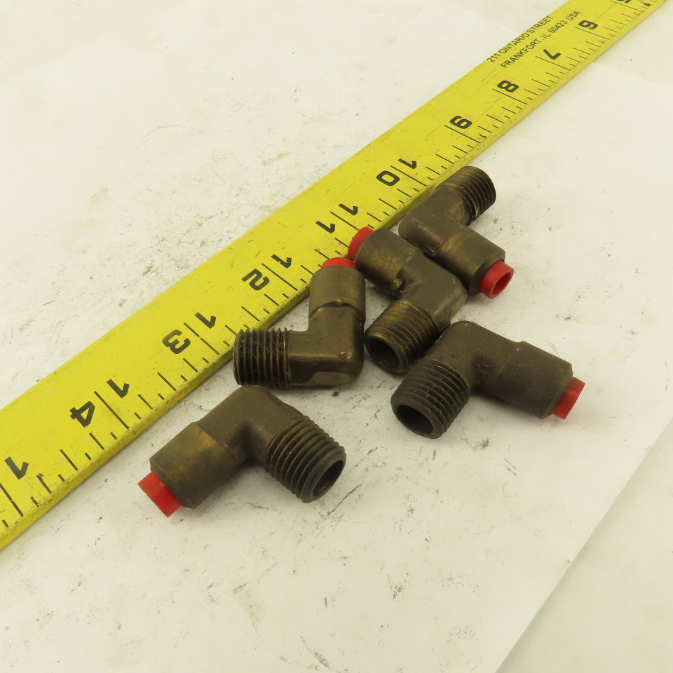 1/4" NPT x 1/4" Nylon Push To Connect Brass Elbow 90° Connector Lot Of 5