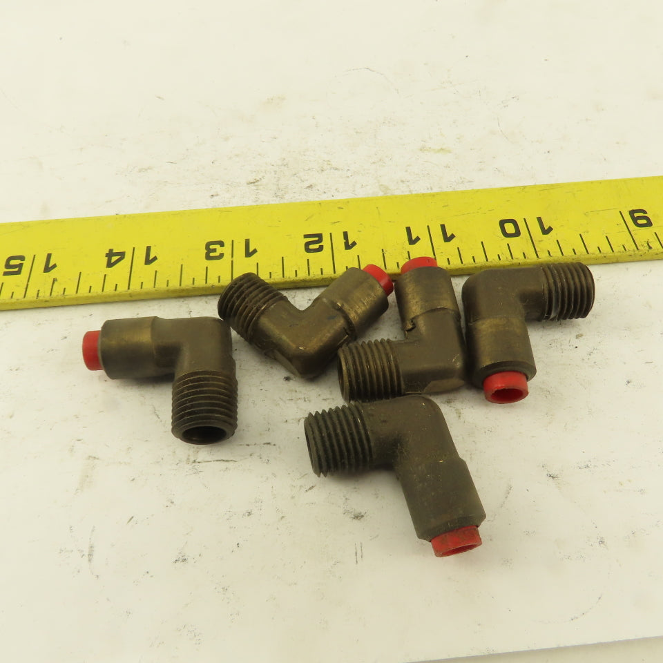 1/4" NPT x 1/4" Nylon Push To Connect Brass Elbow 90° Connector Lot Of 5