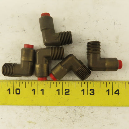 1/4" NPT x 1/4" Nylon Push To Connect Brass Elbow 90° Connector Lot Of 5