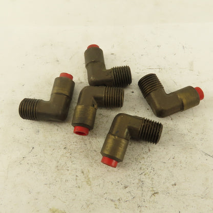 1/4" NPT x 1/4" Nylon Push To Connect Brass Elbow 90° Connector Lot Of 5