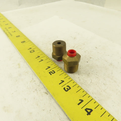 3/8" NPT x 1/4" Nylon Push To Connect Brass Straight Connector Lot Of 2