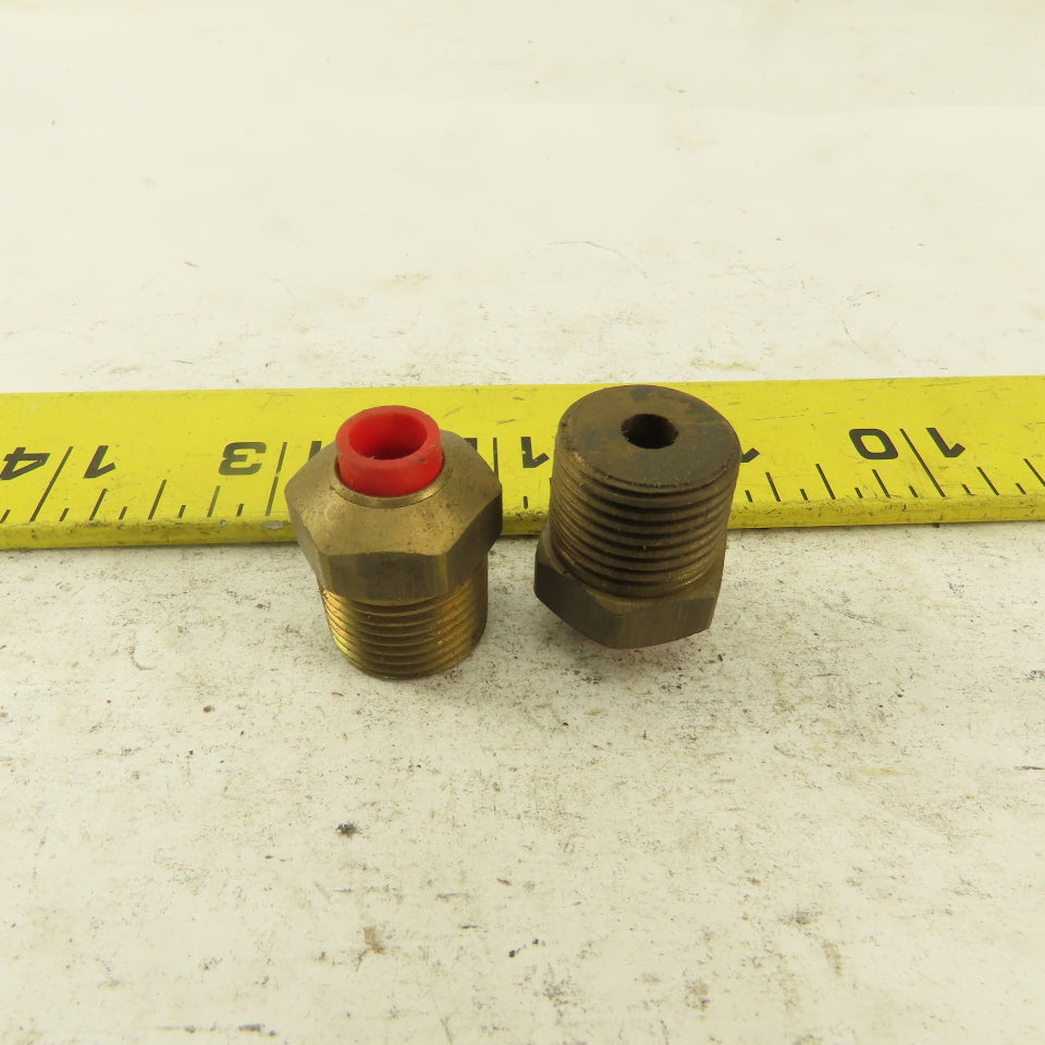 3/8" NPT x 1/4" Nylon Push To Connect Brass Straight Connector Lot Of 2