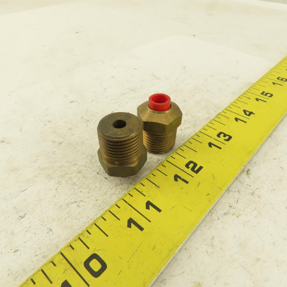 3/8" NPT x 1/4" Nylon Push To Connect Brass Straight Connector Lot Of 2