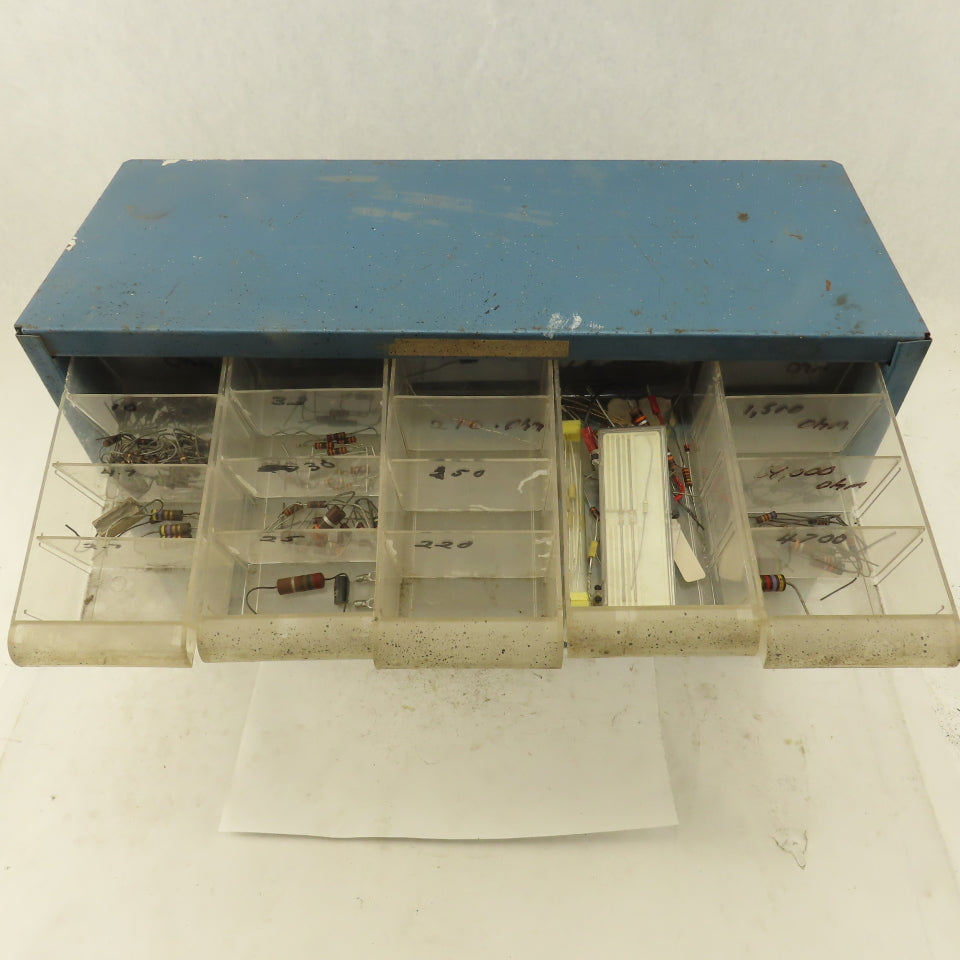 20 Drawer Plastic Storage Unit W/ Contents Electrical Resistors 500+ Pieces