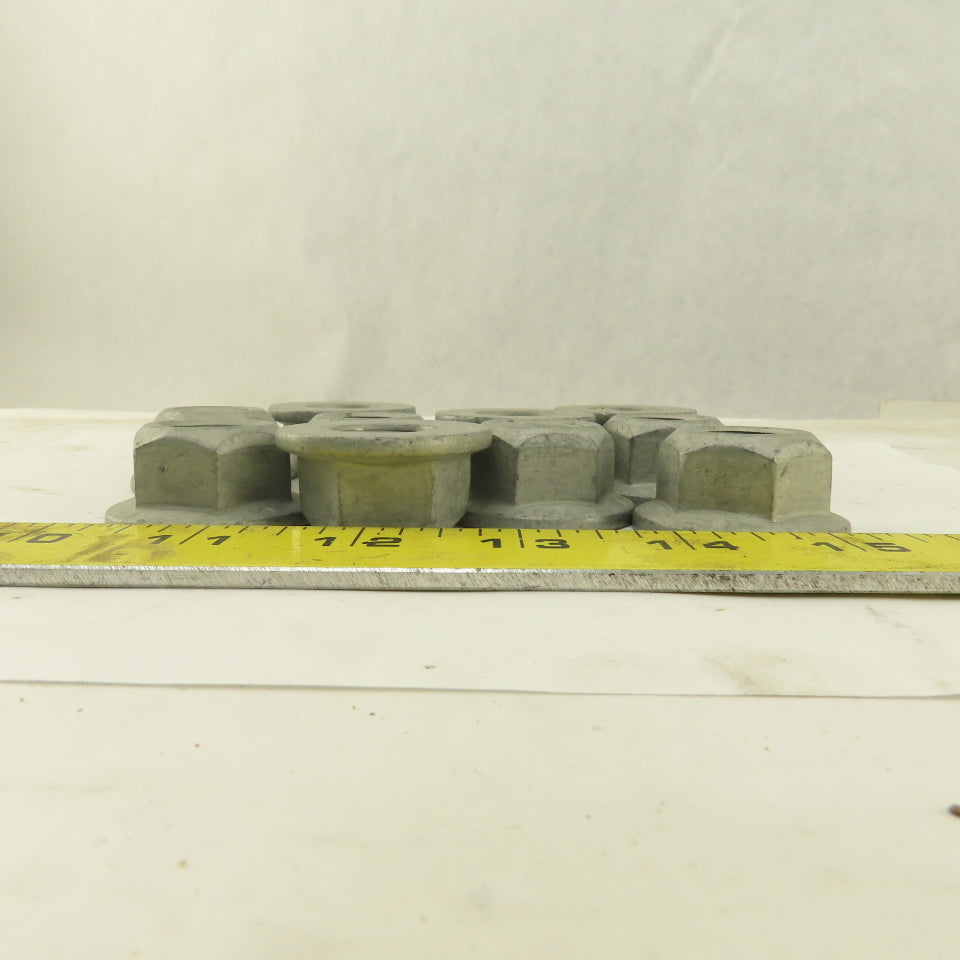 3/4"-16 Flange Self Locking Oblong Nut Zinc Coated Lot Of 10
