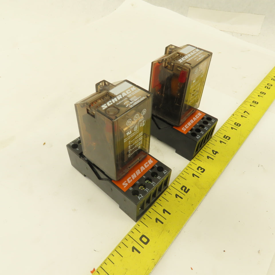 Schrack MR303024 Multimode 24VDC Coil Relay And Socket Lot Of 2
