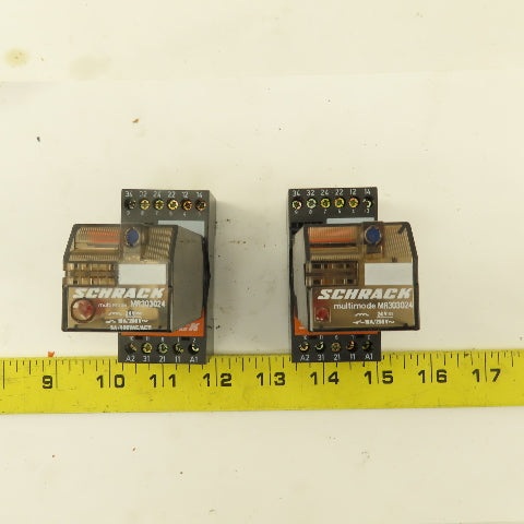 Schrack MR303024 Multimode 24VDC Coil Relay And Socket Lot Of 2