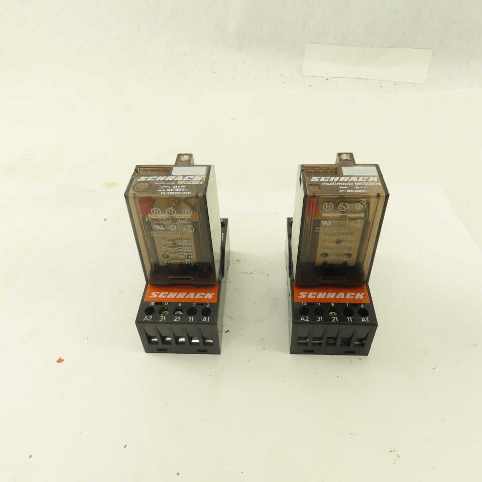 Schrack MR303024 Multimode 24VDC Coil Relay And Socket Lot Of 2