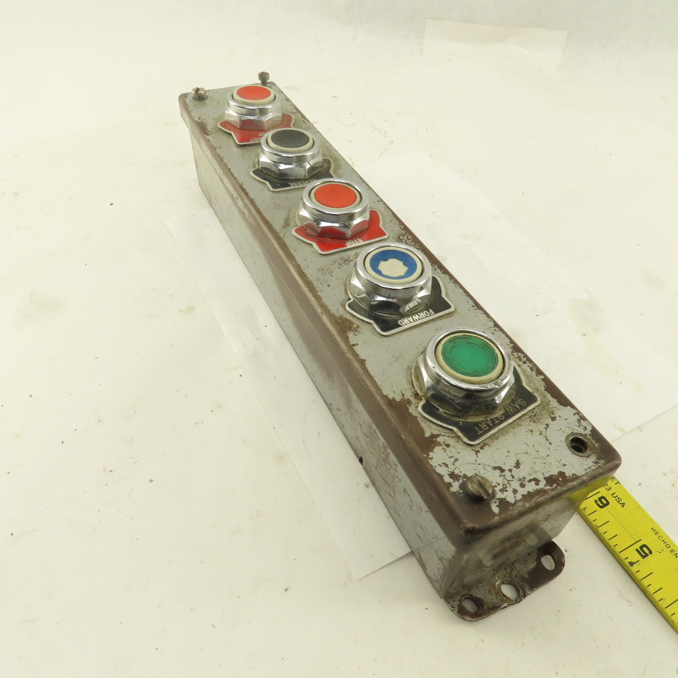 5 Push Button Control Pendant 600V Momentary Contact Switches