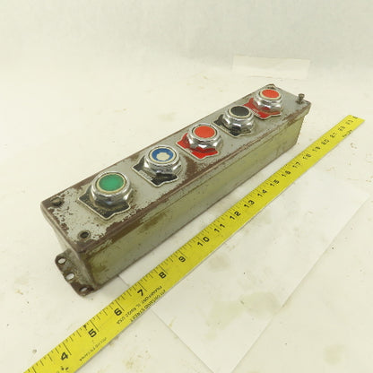 5 Push Button Control Pendant 600V Momentary Contact Switches