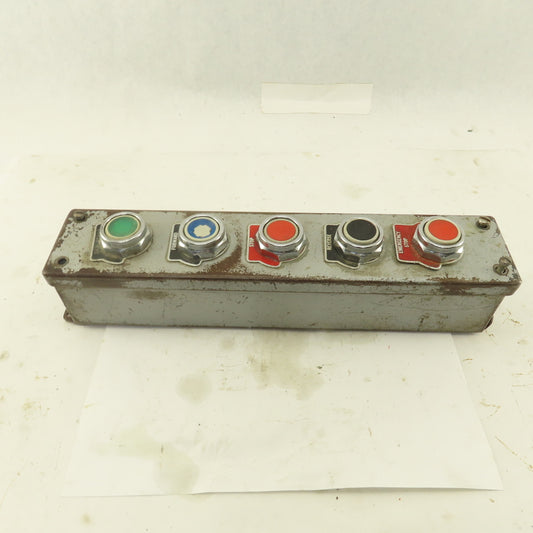 5 Push Button Control Pendant 600V Momentary Contact Switches