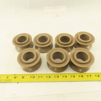 1"  V-Groove Roller Guide Wheel Thermoplastic 1.475" Bearing Bore 3" OD Lot Of 7