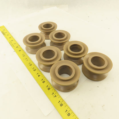 1"  V-Groove Roller Guide Wheel Thermoplastic 1.475" Bearing Bore 3" OD Lot Of 7