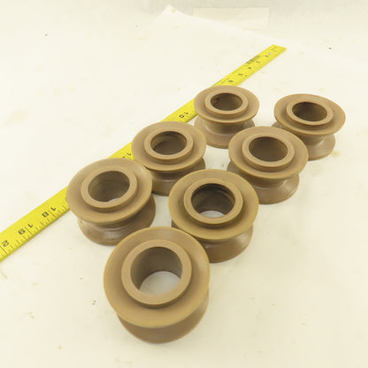 1"  V-Groove Roller Guide Wheel Thermoplastic 1.475" Bearing Bore 3" OD Lot Of 7