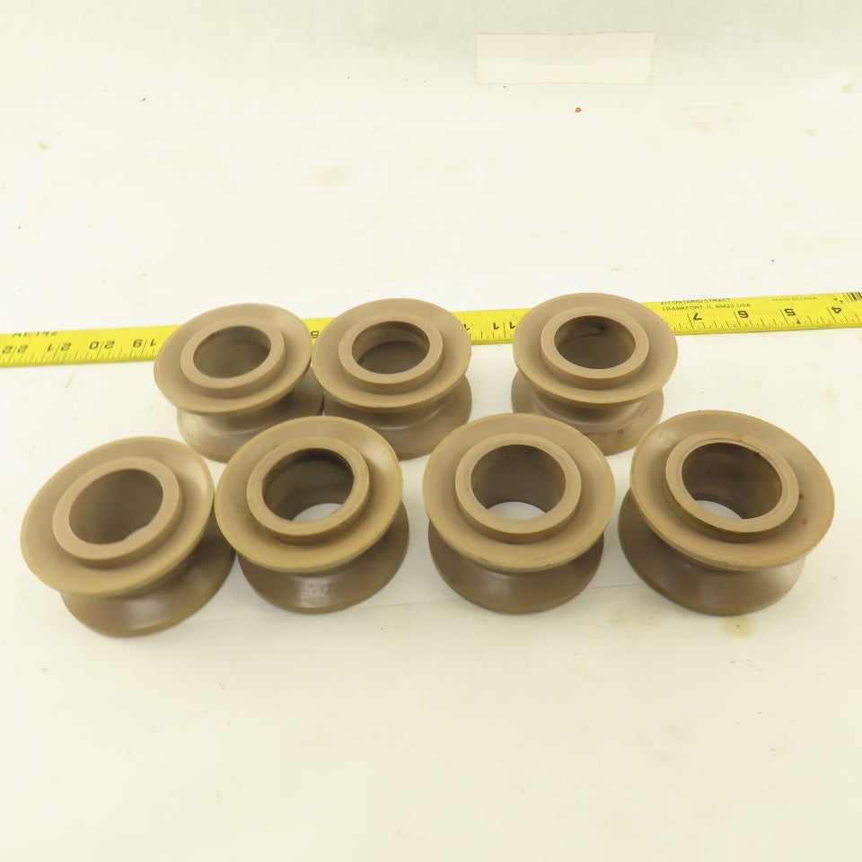 1"  V-Groove Roller Guide Wheel Thermoplastic 1.475" Bearing Bore 3" OD Lot Of 7