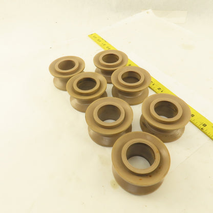 1"  V-Groove Roller Guide Wheel Thermoplastic 1.475" Bearing Bore 3" OD Lot Of 7