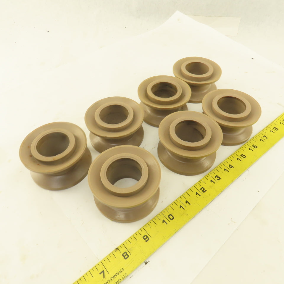 1"  V-Groove Roller Guide Wheel Thermoplastic 1.475" Bearing Bore 3" OD Lot Of 7