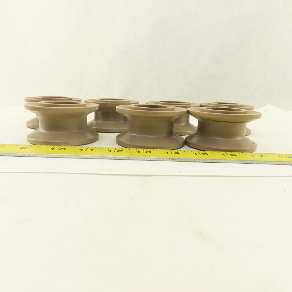 1"  V-Groove Roller Guide Wheel Thermoplastic 1.475" Bearing Bore 3" OD Lot Of 7