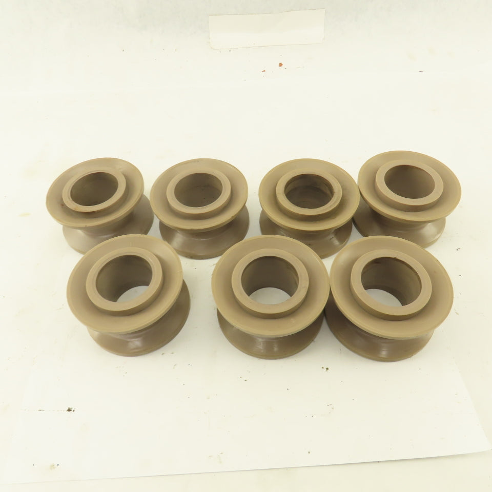 1"  V-Groove Roller Guide Wheel Thermoplastic 1.475" Bearing Bore 3" OD Lot Of 7