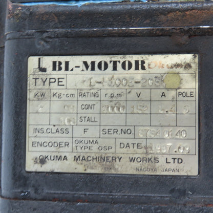 Okuma BL-H100E-20S 2kW 2000 RPM 152V 8.4A Servo Motor