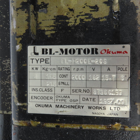 Okuma BL-H200E-20S BL Motor 4kW 2000 RPM 162V 15.7A Servo Motor