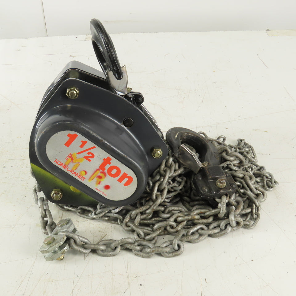 KoneCranes KM Series 1-1/2 Ton Manual Chain Hoist 12" Lift 6' Hand Wheel Chain