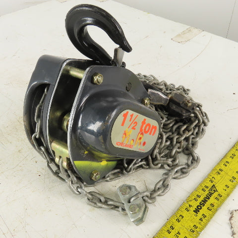 KoneCranes KM Series 1-1/2 Ton Manual Chain Hoist 12" Lift 6' Hand Wheel Chain
