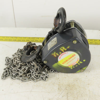 KoneCranes KM Series 1-1/2 Ton Manual Chain Hoist 12" Lift 6' Hand Wheel Chain