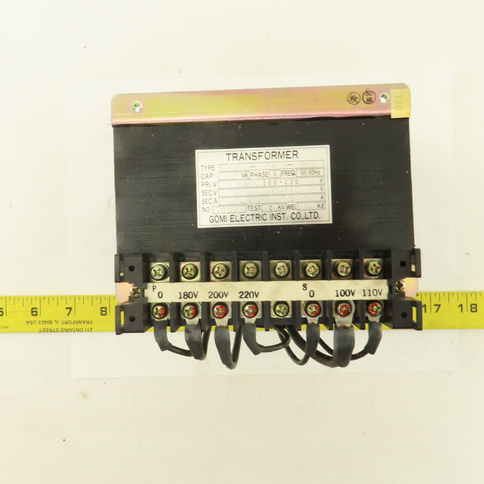 Gomi E2564-254-365 180-200/220V Pri 110/110V Sec 500VA 1Ph Transformer
