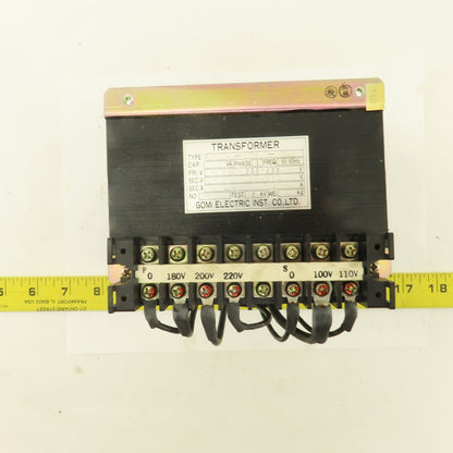 Gomi E2564-254-365 180-200/220V Pri 110/110V Sec 500VA 1Ph Transformer