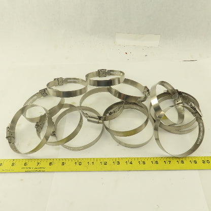 Stainless Steel Worm Gear Hose Clamps 3" - 4" Lot Of 14