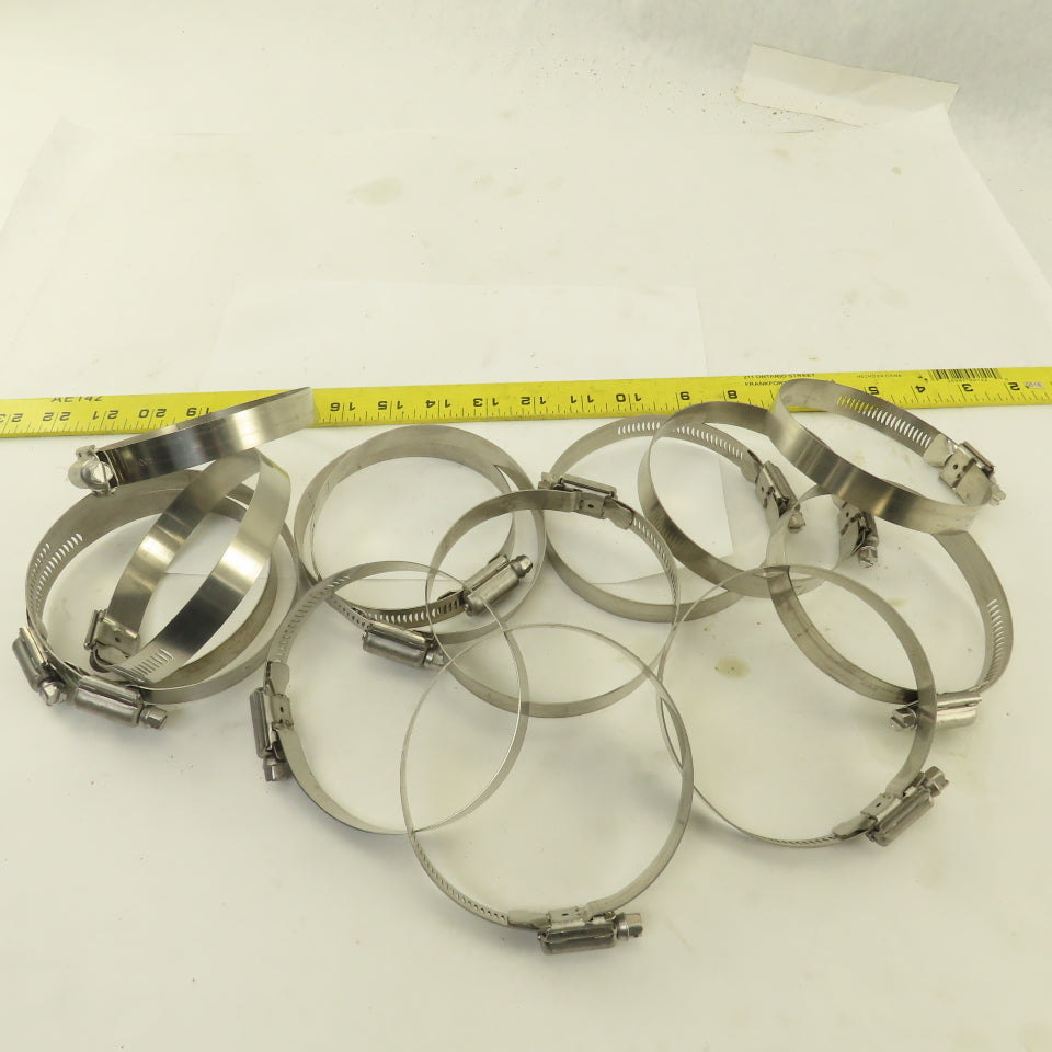 Stainless Steel Worm Gear Hose Clamps 3" - 4" Lot Of 14