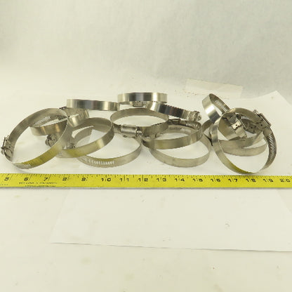 Stainless Steel Worm Gear Hose Clamps 3" - 4" Lot Of 14