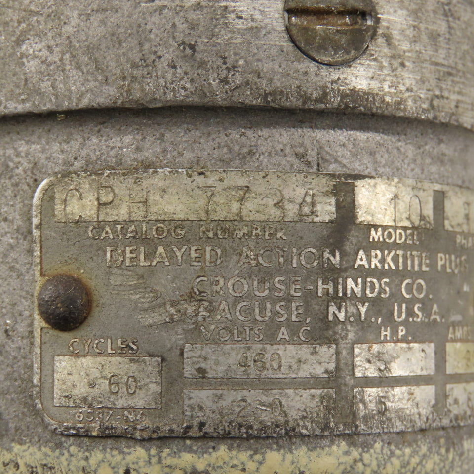 Crouse Hinds CPH7734 Arktite 460V 5Hp 30A Rated HAZLOC 4P 3W Male Plug
