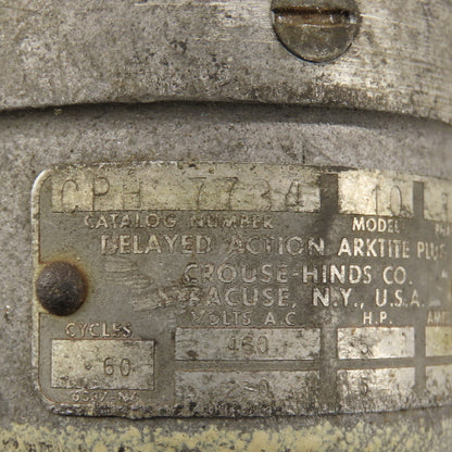 Crouse Hinds CPH7734 Arktite 460V 5Hp 30A Rated HAZLOC 4P 3W Male Plug
