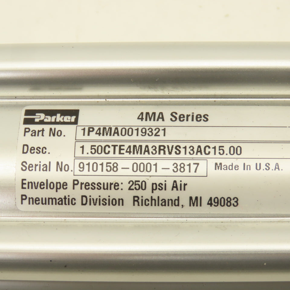 Parker 1P4MA0019321 4MA 1-1/2" Bore 15" Stroke 250PSI Double Acting Air Cylinder