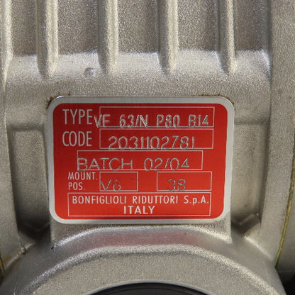 Bonfiglioli VF 63IN P80 B14 Right Angle Gear Motor 48RPM 220/460V 3Ph 25mm Shaft