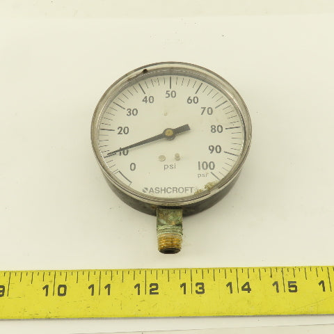 Ashcroft 355-06 0-100 PSI Pressure Gauge 1/4" NPT Bottom Port