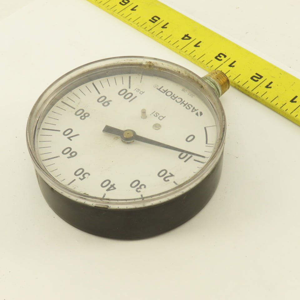 Ashcroft 355-06 0-100 PSI Pressure Gauge 1/4" NPT Bottom Port
