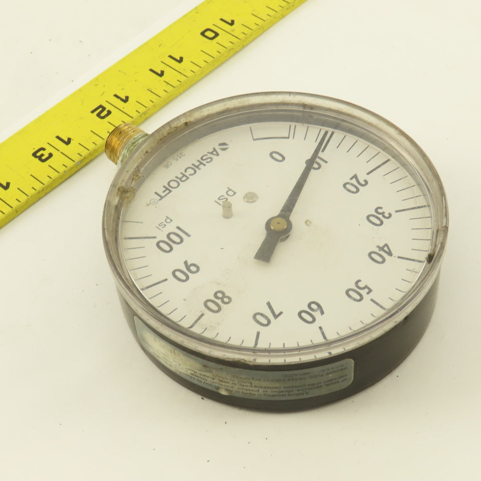 Ashcroft 355-06 0-100 PSI Pressure Gauge 1/4" NPT Bottom Port