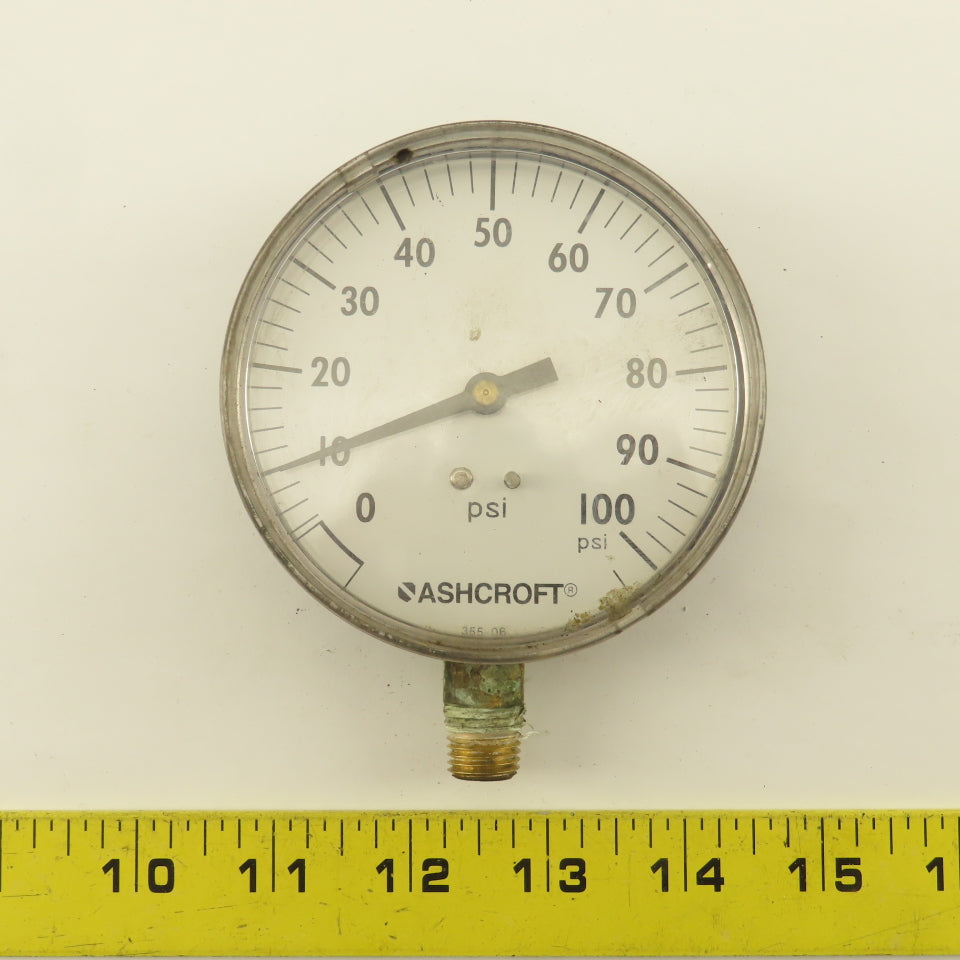 Ashcroft 355-06 0-100 PSI Pressure Gauge 1/4" NPT Bottom Port