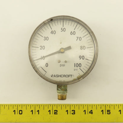 Ashcroft 355-06 0-100 PSI Pressure Gauge 1/4" NPT Bottom Port
