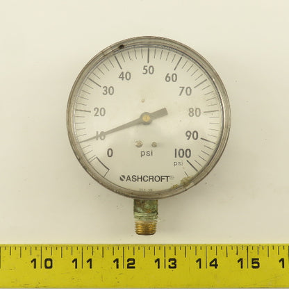 Ashcroft 355-06 0-100 PSI Pressure Gauge 1/4" NPT Bottom Port