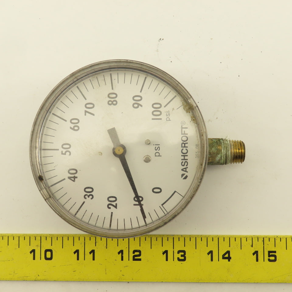 Ashcroft 355-06 0-100 PSI Pressure Gauge 1/4" NPT Bottom Port