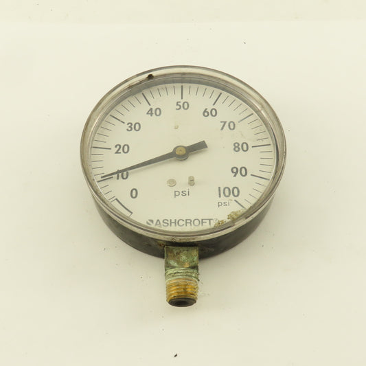 Ashcroft 355-06 0-100 PSI Pressure Gauge 1/4" NPT Bottom Port