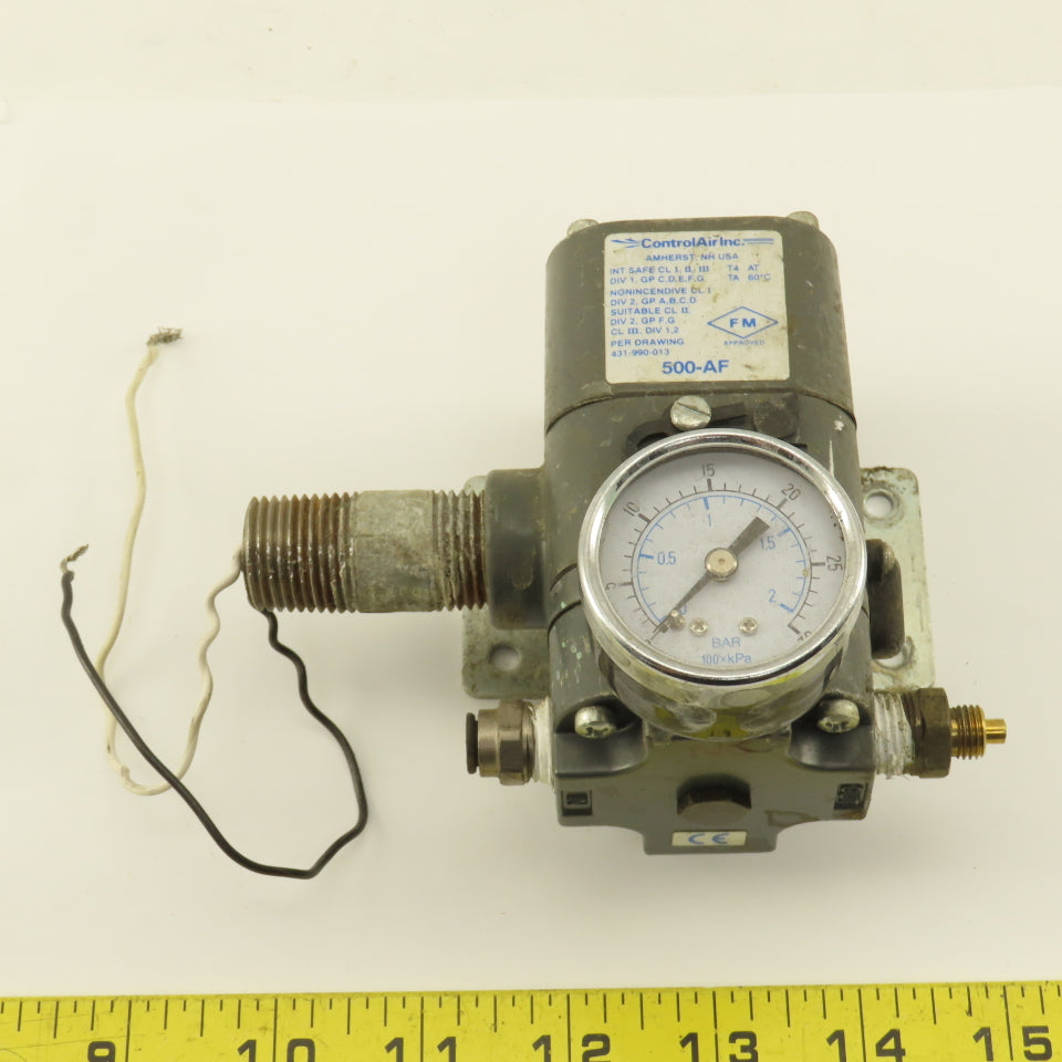 Control Air Inc. 500-AF Type 500X 20-100PSI 4-20mA 1-17PSI Output Transducer
